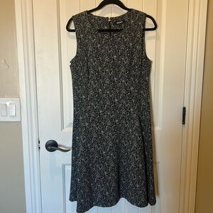 DKNY Black and White Tweed Midi Dress